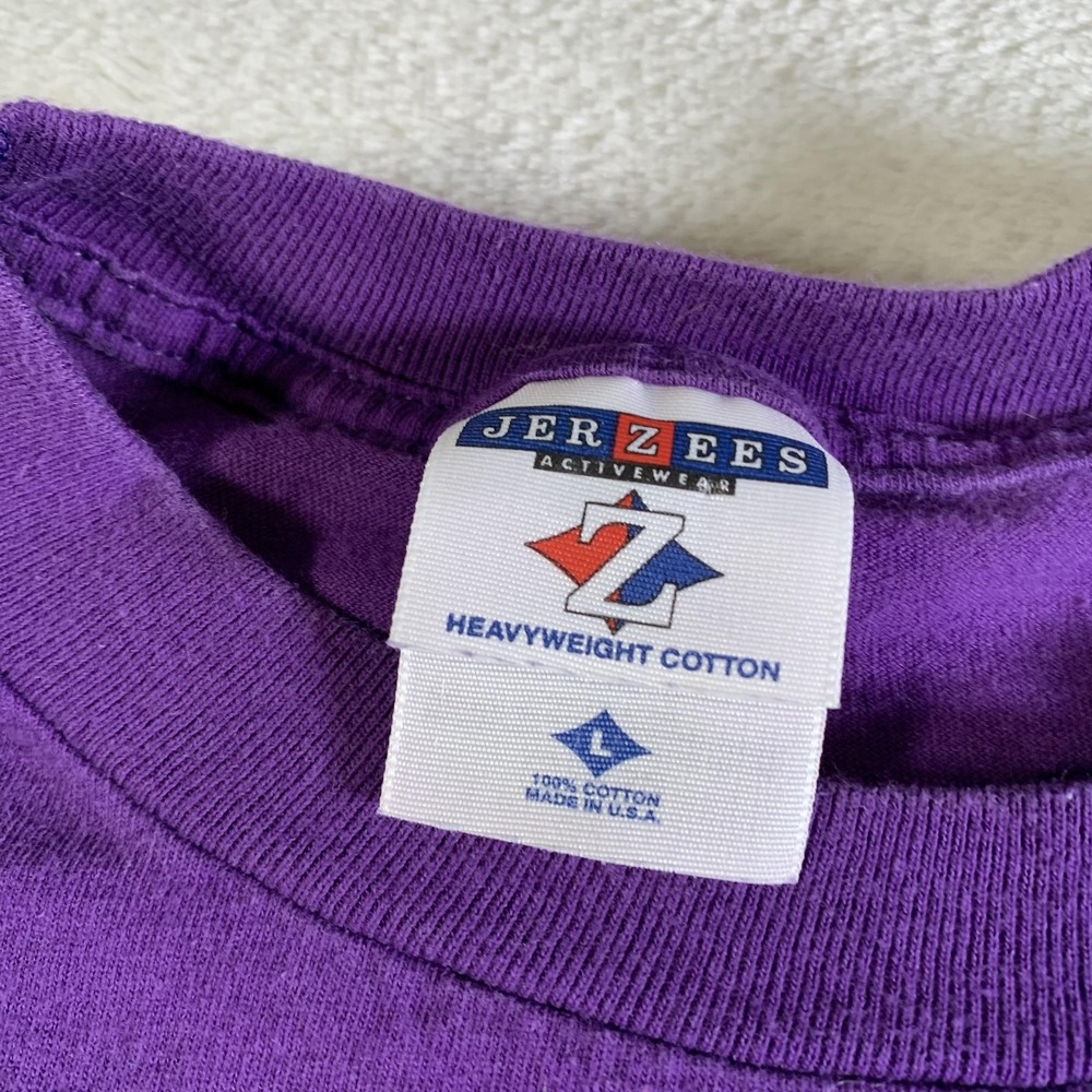 Vintage Tarleton State Shirt Mens Large Purple College Graphic Jerzees USA 90s - Picture 4 of 8